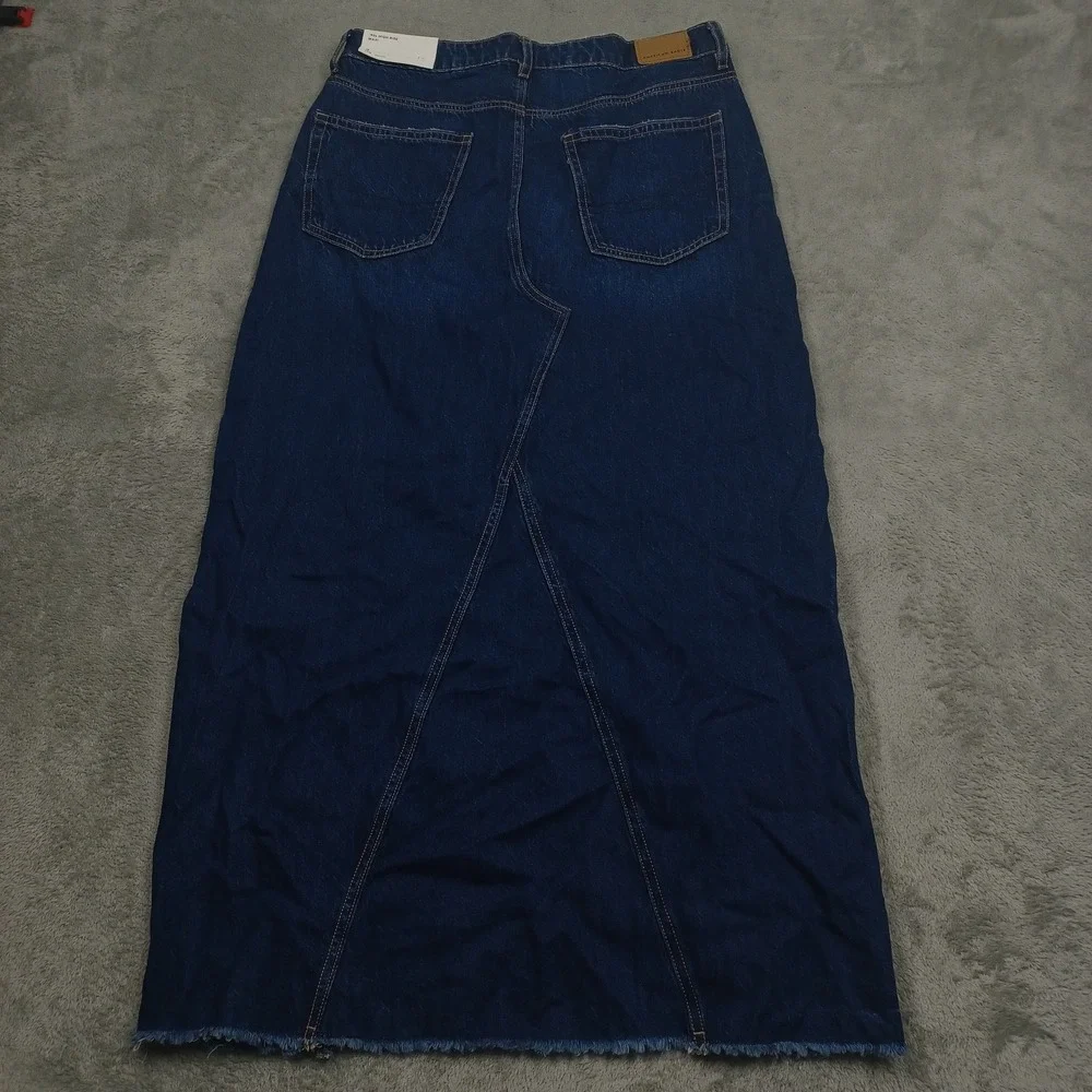 American‎ Eagle Skirt Womens 8 Blue Denim High Rise Maxi NWT